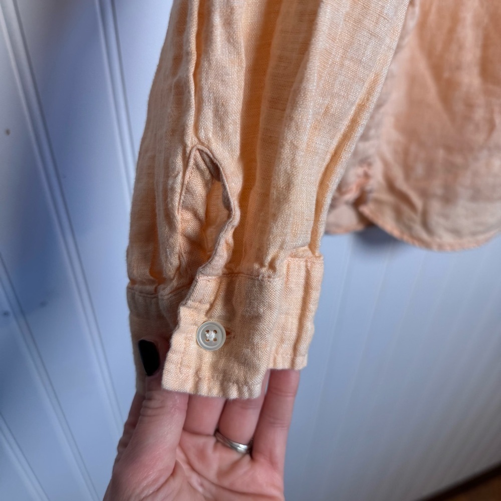 J. Jill 100% Linen Button-Down Long Sleeve Shirt Orange Women’s Size XL - Picture 3 of 12